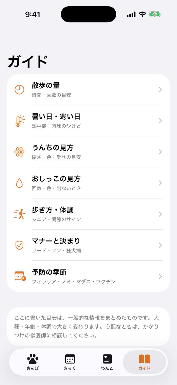 ガイドの画面